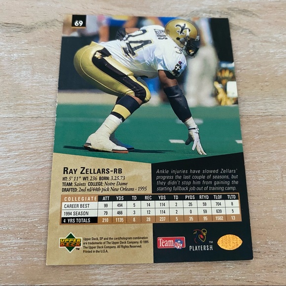 Ray Zellars Saints RB 1995 Card - Picture 3 of 4